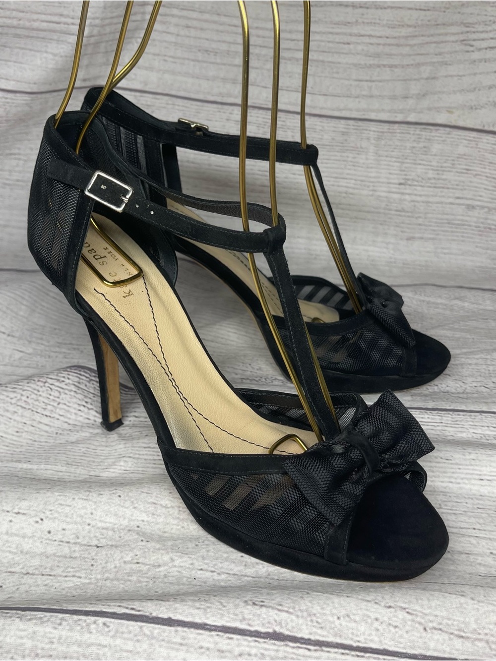 Kate Spade Women’s 8.5 Graham Black Suede And Mesh Platform Heels
